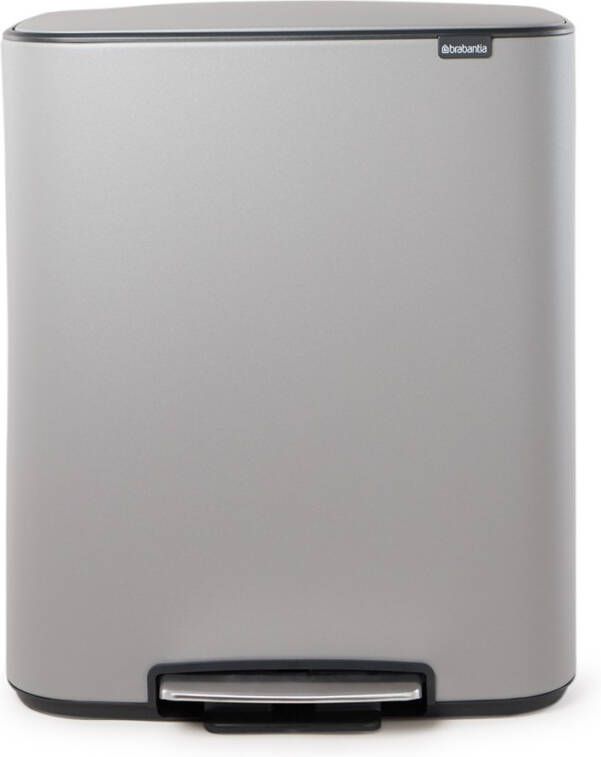 Brabantia Bo Pedaalemmer 2 X 30 Liter Met 2 Kunststof Binnenemmer Mineral Concrete Grey
