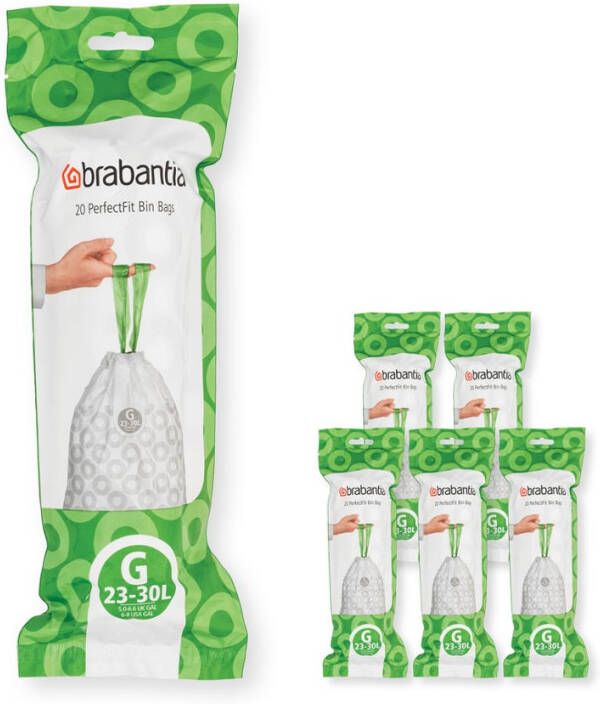 Brabantia Type G PerfectFit Jaarverpakking Afvalzak 23 30 Liter 120 Stuks