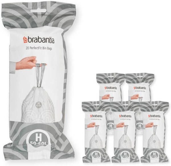 Brabantia Type H PerfectFit Jaarverpakking Afvalzak 50 60 Liter 120 Stuks