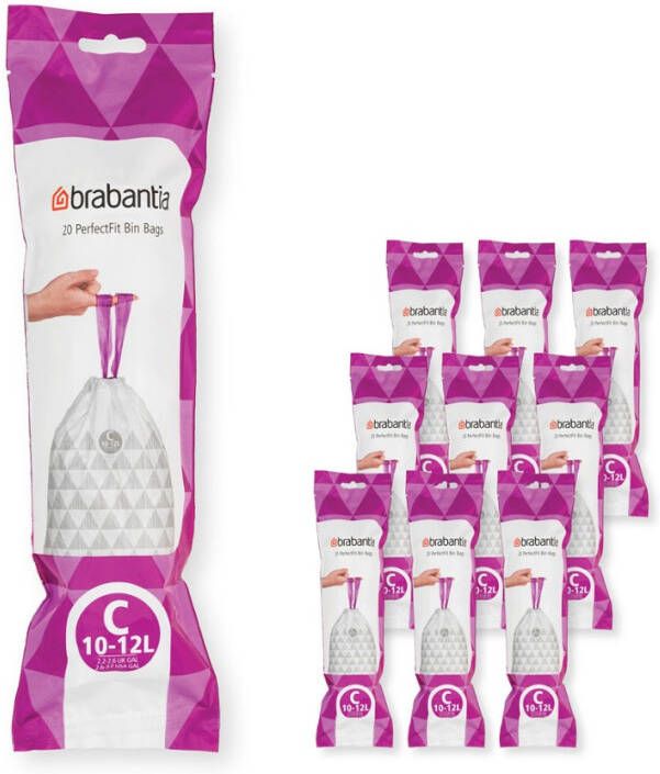 Brabantia Type C PerfectFit Jaarverpakking Afvalzak 10 12 Liter 200 Stuks