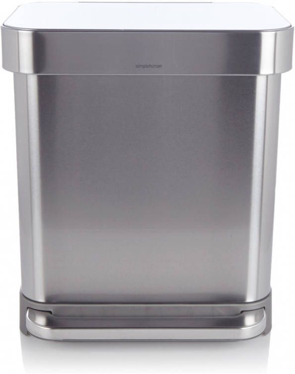 Simplehuman Rechthoekige afvalbak met pedaal rvs 30 l met Liner Pocket