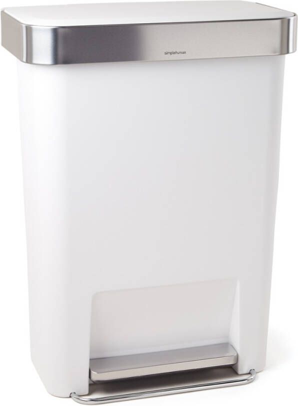 Simplehuman Afvalemmer Rectangular Met Liner Pocket Kunststof 45 Liter Wit