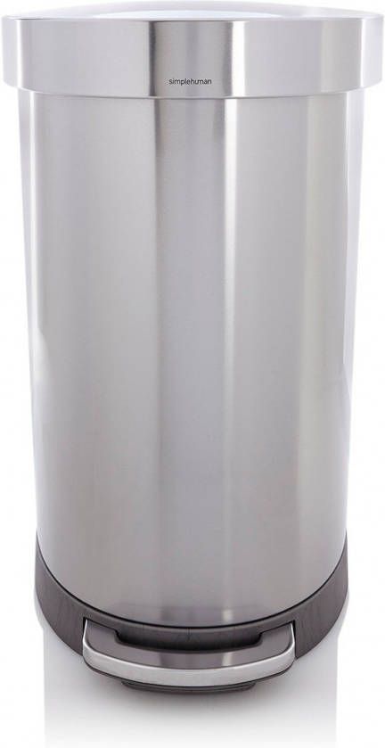 Simplehuman Semi Round Liner Pocket Afvalemmer 45 L Zilverkleurig