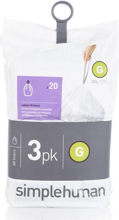 Simplehuman Code G Pocket Liners Afvalzakken 30 Liter 60 zakken