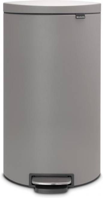 Brabantia Flatback+ Pedaalemmer 30 Liter Met Kunststof Binnenemmer Mineral Concrete Grey