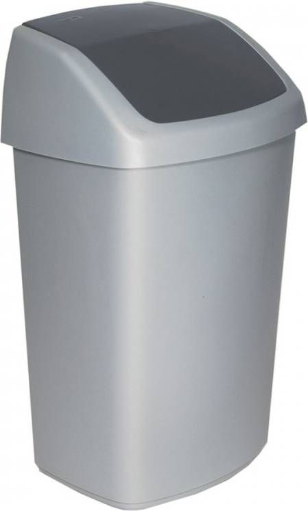 Curver Afvalbak Swing 15 Liter Zilver/antraciet 30, 6x24, 8x41, 8cm