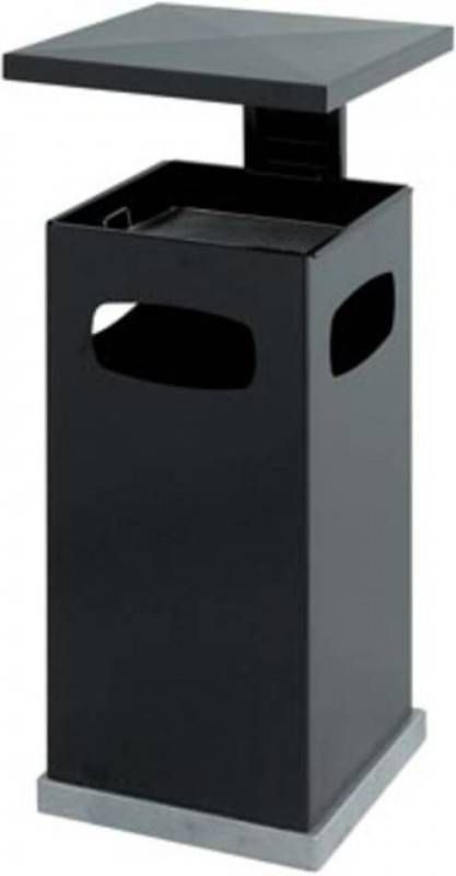 Eko papier en asbak met afneembaar afdak en verzinkte binnenemmer