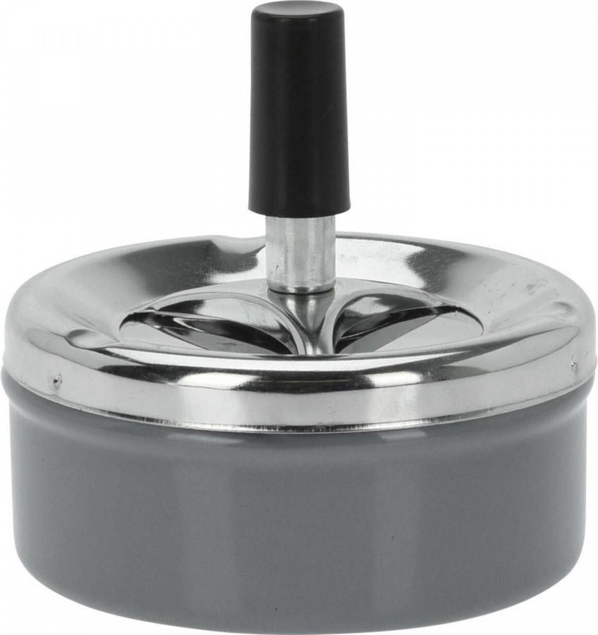 Excellent Houseware Druk En Draai Tafel Asbak Metaal Antraciet/chrome 9 X 5 Cm Asbakken
