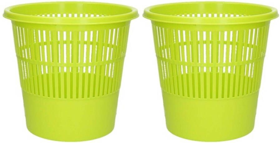 Merkloos 2x Groene Vuilnisbakken/prullenbakken 20 Liter Prullenmanden