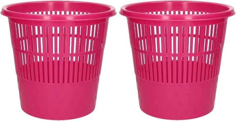 Merkloos 2x Roze Vuilnisbakken/prullenbakken 20 Liter Prullenmanden