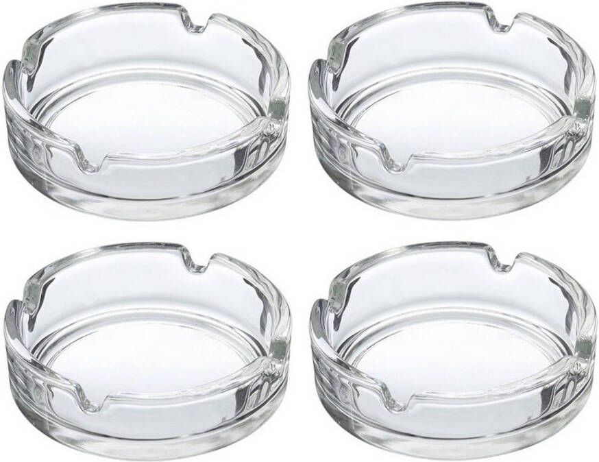 Merkloos 4x Glazen Asbak Basic 10 Cm Asbakken