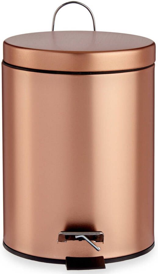 Merkloos Pedaalemmer/vuilnisbak Metaal 3 Liter Inhoud Koper Kleur Pedaalemmers