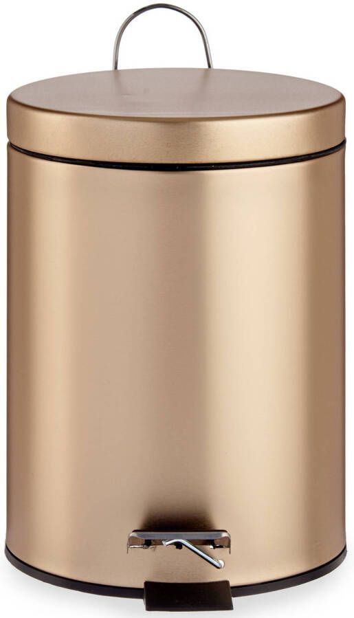Merkloos Pedaalemmer/vuilnisbak Metaal 5 Liter Inhoud Goud Kleur Pedaalemmers
