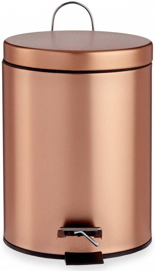 Merkloos Pedaalemmer/vuilnisbak Metaal 5 Liter Inhoud Koper Kleur Pedaalemmers
