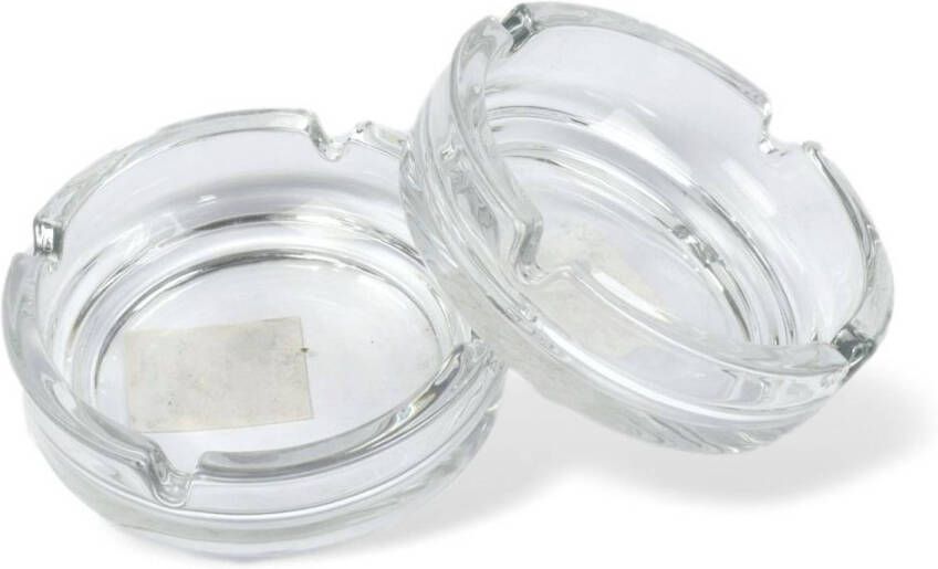 Orange85 Glazen Asbak 2 Stuks Glas Transparant Voor Binnen & Buiten 4 Inkepingen
