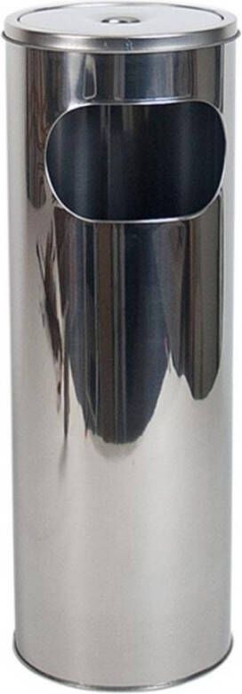 Orange85 Staande Asbak Buiten Rookpaal Met Prullenbak Zilver 20.5x20.5x59cm Metaal