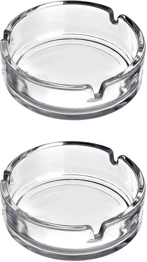 Shoppartners 2x Stuks Asbakken 11 Cm Transparant Glas Asbakken