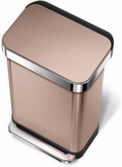 SimpleHuman Afvalemmer Rectangular met Liner Pocket Rvs 45 liter