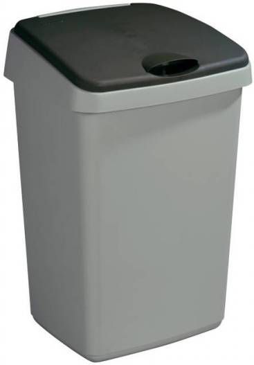 Sunware Delta Prullenbak 25l 32x28x48, 5 Cm Incl. Bevestigingsring Voor Vuilniszak Metaal/zwart