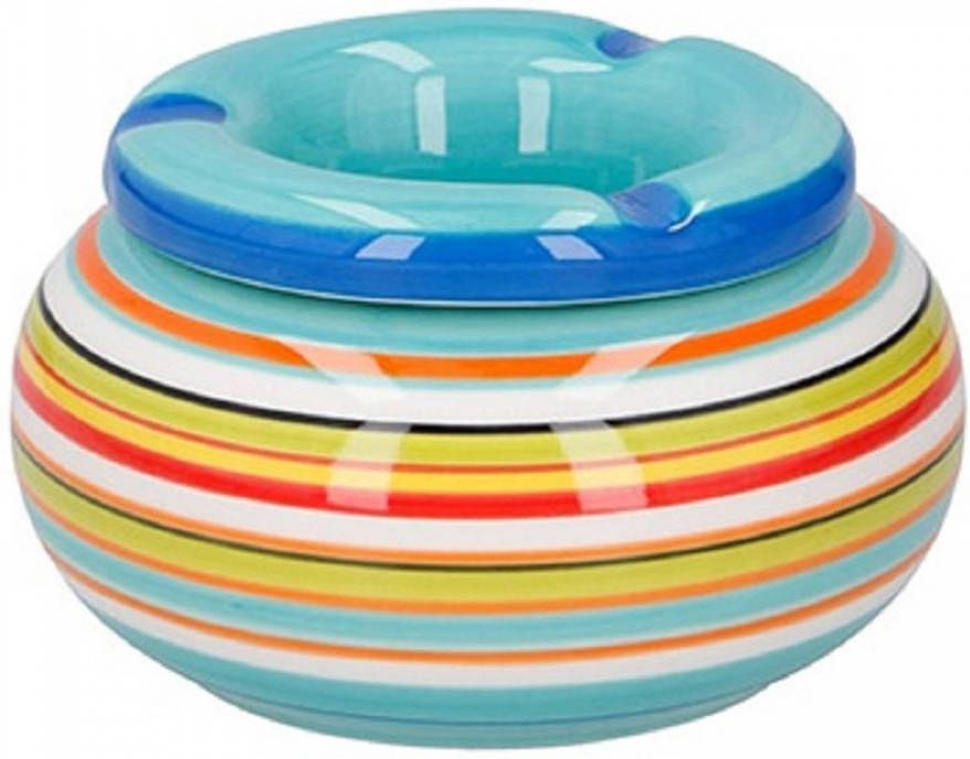 Wurm Storm Asbak Keramiek Blauw/multi kleur 11 X 6 Cm Asbakken