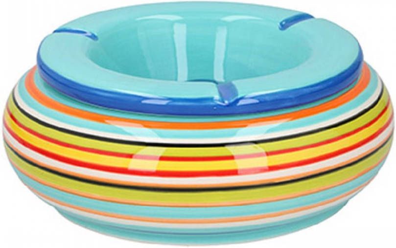 Wurm Storm Asbak Keramiek Blauw/multi kleur 17 X 8 Cm Asbakken
