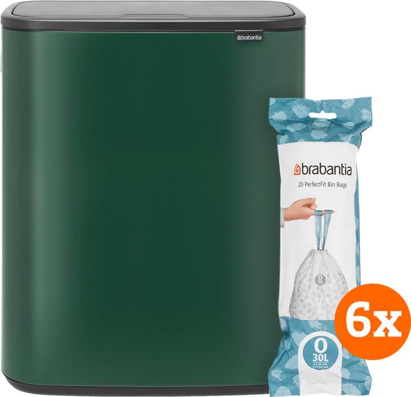 Brabantia Bo Touch Bin 2 x 30 Liter Pine Green + Vuilniszakken(120 stuks )