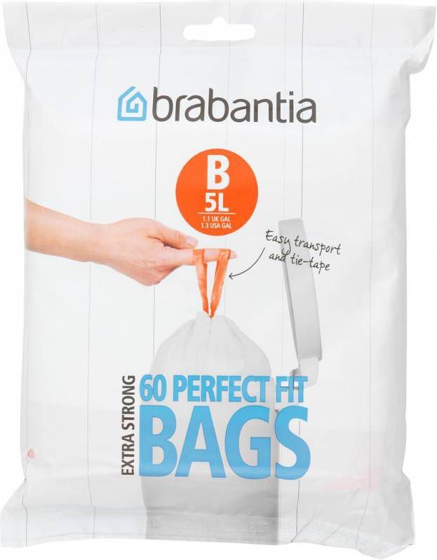 Brabantia Vuilniszakken Code B 5 Liter (60 Stuks) - Prullenbakwebshop.nl