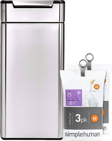 Simplehuman Rectangular Touch Bar 30 Liter Rvs + Vuilniszakken(120 stuks )