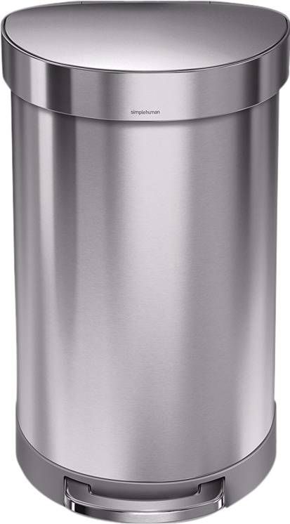 Simplehuman Semi Round 45 Liter Zilver