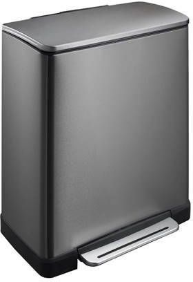 EKO Pedaalemmer E cube Afvalscheider 28+18 Liter Rvs Black Steel