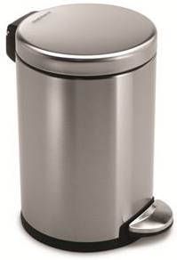 Simplehuman Afvalemmer, Rond, 12 liter, RVS