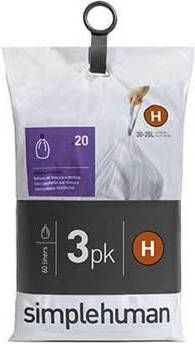 Simplehuman Afvalzakken Liner Pocket Code H, 30 liter, 3x20 stuks