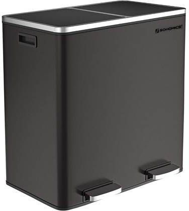 Songmics Hoppa! RVS Afvalbak 60L Zwart RVS