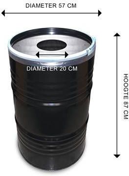 The Binbin Hole Industriële prullenbak zwart 200 Liter met gat in deksel