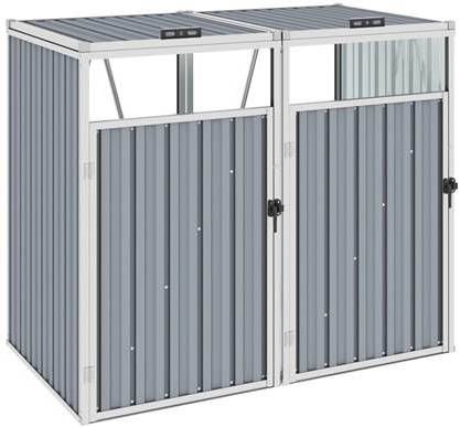 vidaXL Afvalbakberging dubbel 143x81x121 cm staal grijs