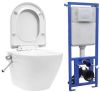 VidaXL Hangend toilet randloos met verborgen stortbak keramiek wit online kopen