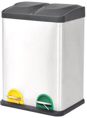 vidaXL Pedaalemmer voor recycling 2x18 L roestvrij staal