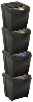vidaXL Vuilnisbakken 4 st stapelbaar 100 L antracietkleurig