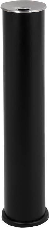 Rookpaal Rond Staand 64 x 12, 5 cm Zwart geborsteld RVS