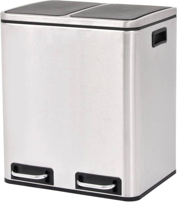 vidaXL Pedaalemmer voor recycling 2x15 L roestvrij staal