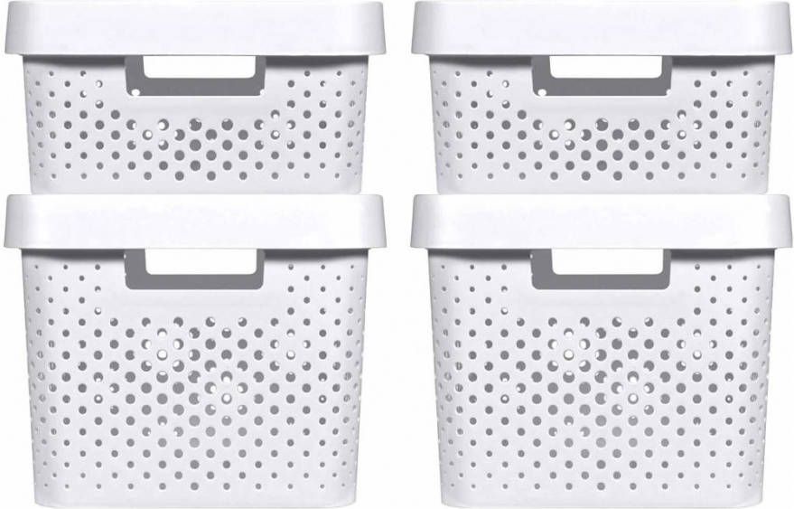 Curver Opbergboxen 4 st Infinity met deksel 11 L + 17 L wit