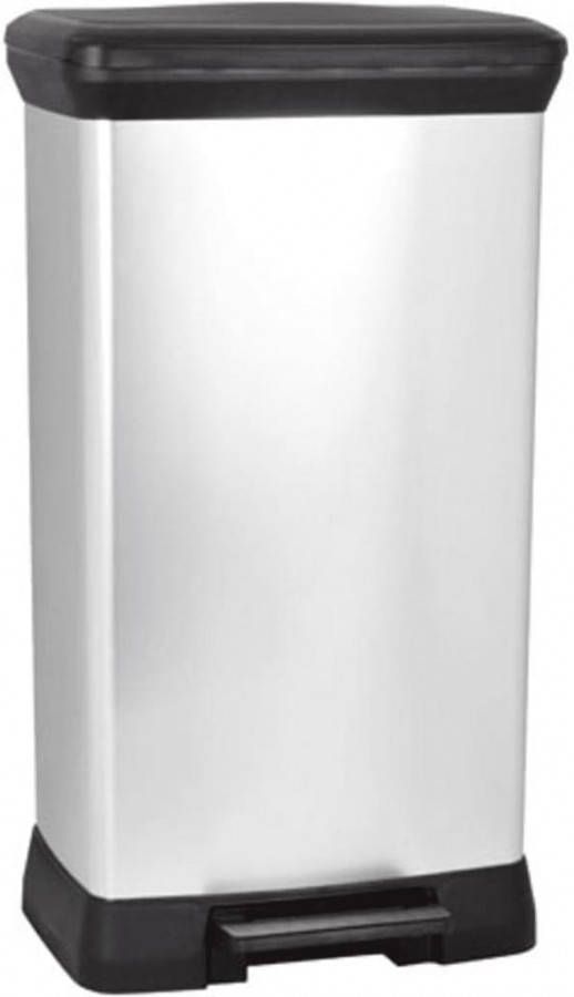 Curver Decobin Rechthoekig Pedaalemmer 50 Liter Zilver/zwart