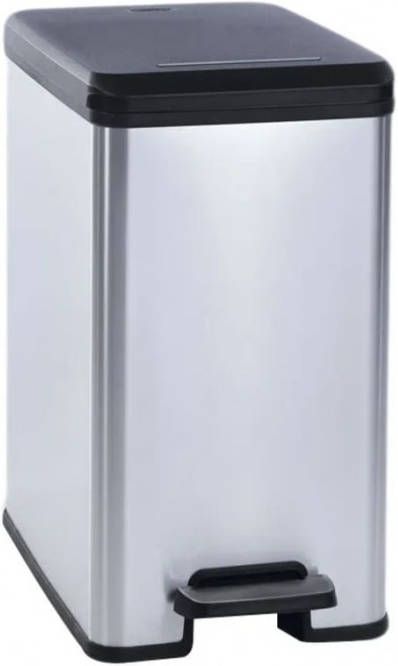 Curver Pedaalemmer Deco smal 25 L zilverkleurig