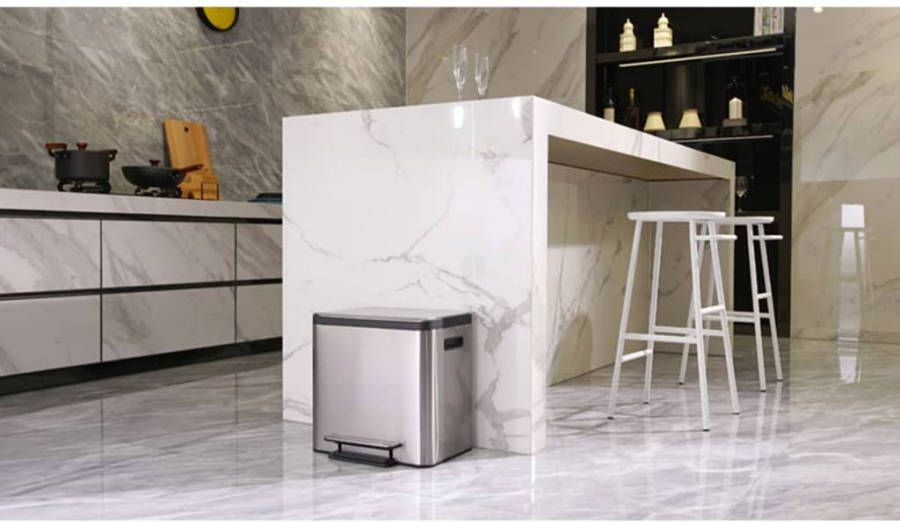 EKO pedaalemmer EcoCasa zilverkleurig 30l Leen Bakker