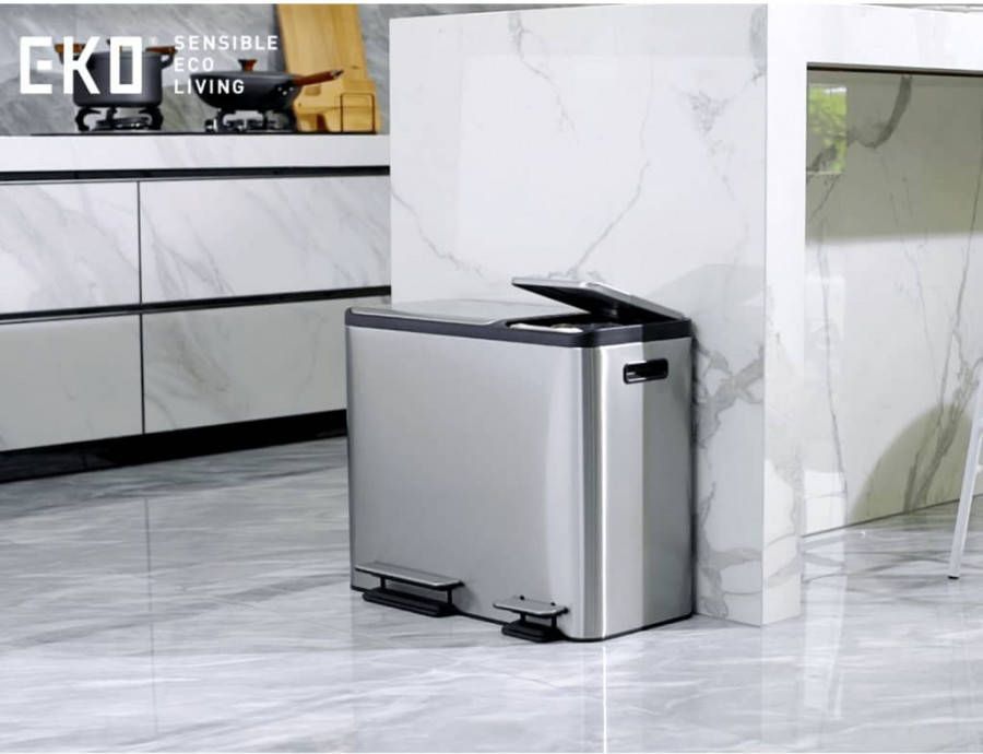 EKO recycling pedaalemmer EcoCasa zilverkleurig 30+15l Leen Bakker