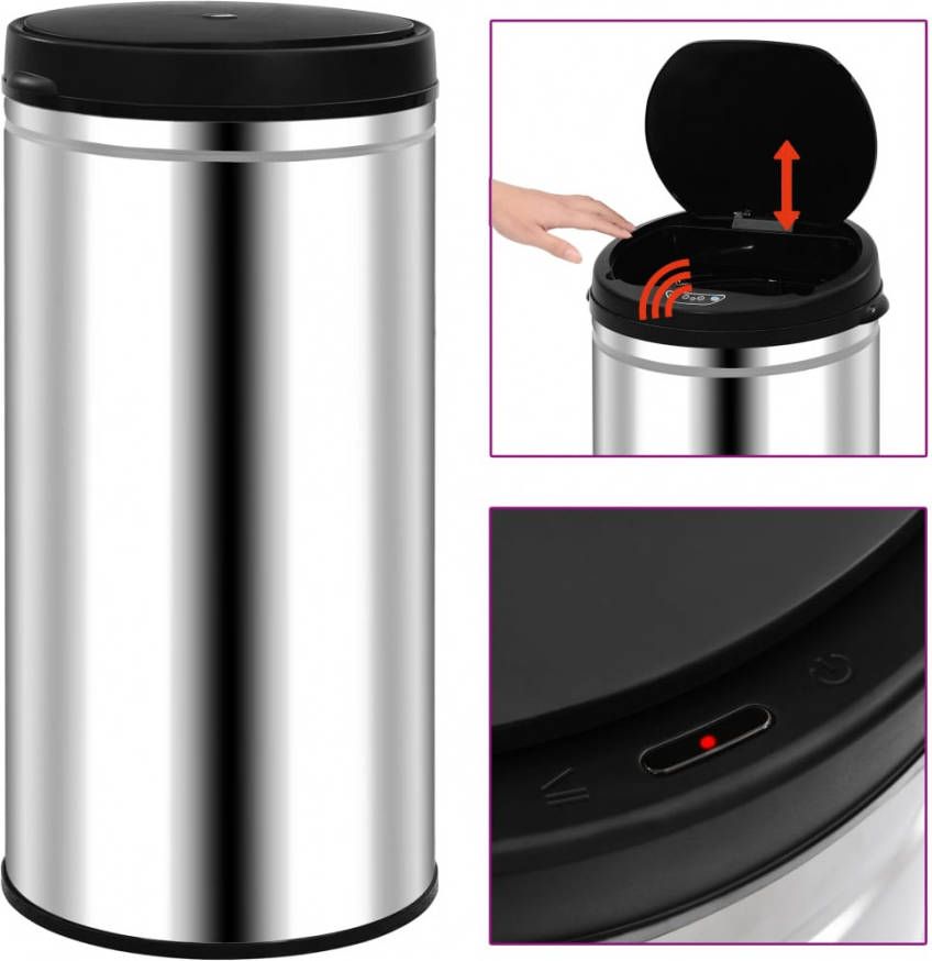 VIDAXL Prullenbak met automatische sensor 70 L roestvrij staal
