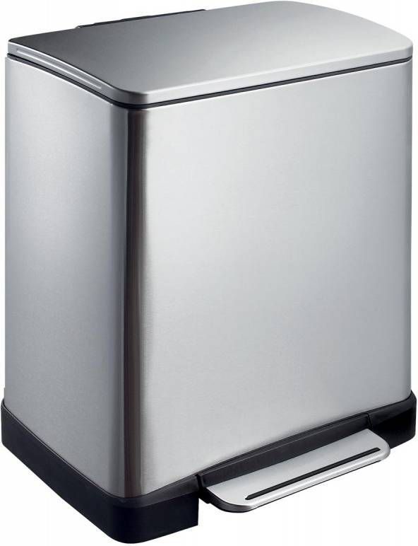 Eko pedaalemmer uit mat roestvrij staal, met kunststof binnenemmer, inhoud 10+9