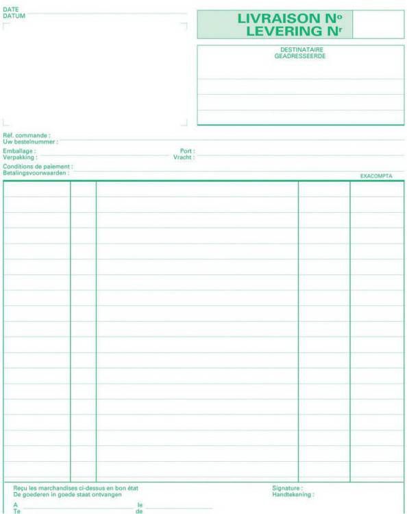 Exacompta leveringen, ft 21 x 18 cm, tripli(50 x 3 vel ), tweetalig(NL/FR )
