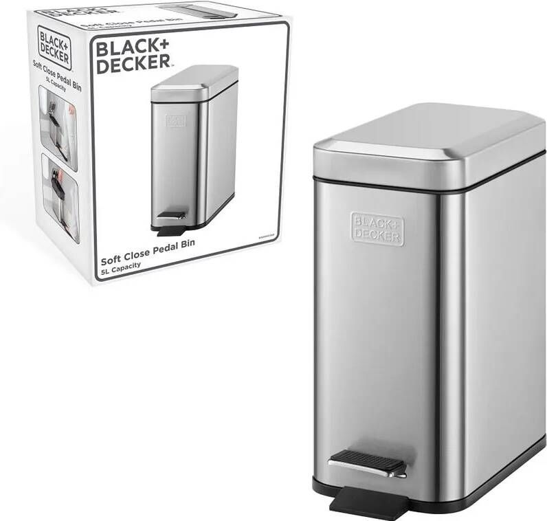 BLACK+DECKER Pedaalemmer 5l Rvs Soft Close Losse Binnenemmer
