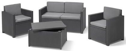 Allibert loungeset Monaco met Arica kussenbox grafiet